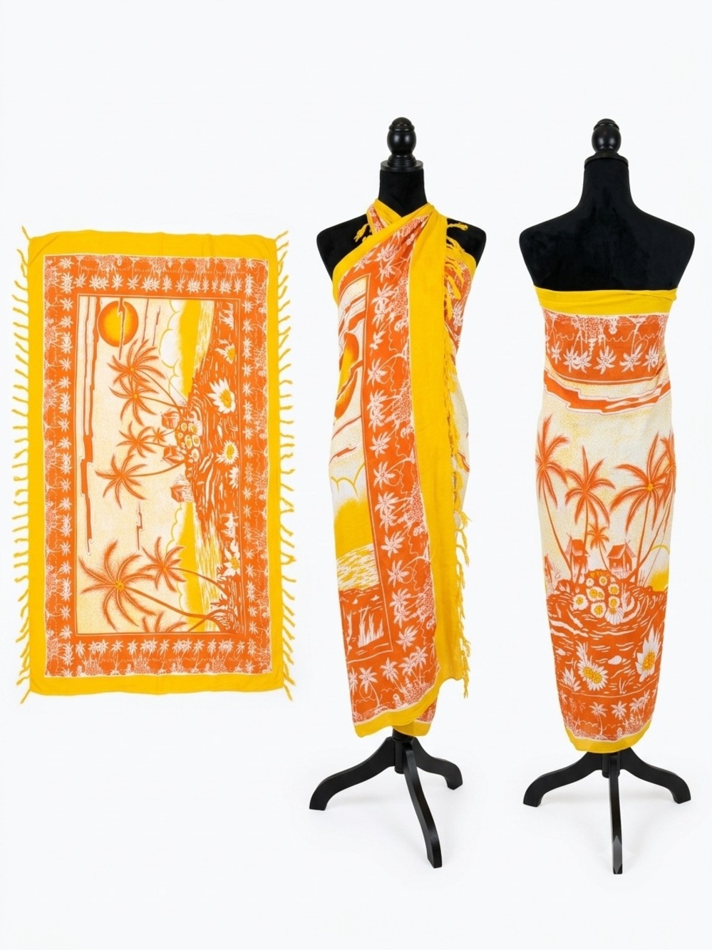 Tropical Orange & Yellow Sarong Cover-Up 50x45